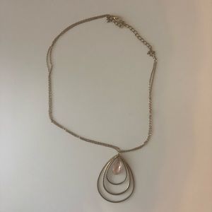 Double Chain Tear Drop Pendant Necklace